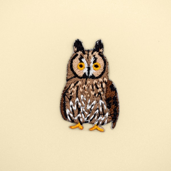 Stick-On Eurasian Eagle Owl Patch/Animal Badge/DIY Embroidery/Decorative Patch/Embroidered/Applique Motif/Trendy Patch/Owls Lover Gift