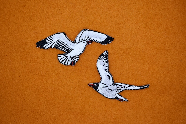 Iron-On Seagull Bird Patch/Nature Bird Badge/Seagull Patch/Decorative Patch/DIY Embroidery/Embroidered Applique/Cute Patch/Seabird Lover image 5