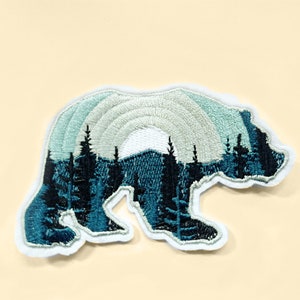 Toppa termoadesiva a forma di orso della foresta/distintivo con animale/ricamo fai da te/toppa decorativa/applicazione ricamata/amante degli orsi/motivo applicato/appassionato della natura