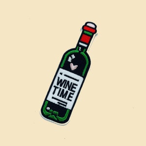 Iron-On Wine Time Patch/Wine Lover Gift/Wine Time/Wine O'Clock/Fun Patch/Patch Collection/DIY Craft/Unique Patch/Vino Vibes/Wine Moments