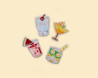 Toppa adesiva per cocktail/Toppa per drink/Stimolo per succhi estivi/Applicazione per drink alla frutta/Toppa ricamata per bevande/Toppa con cibo kawaii/Regalo per gli amanti delle feste