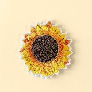 Mittelgroßer Sonnenblumen Aufnäher/Sonnenblume Aufnäher/Blumen Abzeichen/DIY/dekoratives Patch/Applikation/Blumen Liebhaber Geschenk/Sonnenblume Liebhaber/Botanischer Garten Liebhaber/Realistisch