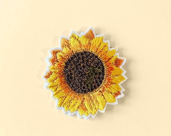 Fer de tournesol moyen sur patch/insigne de fleur/DIY/Patch décoratif/applique/cadeau d’amoureux des fleurs/amateur de tournesol/amateur de jardin botanique/réaliste