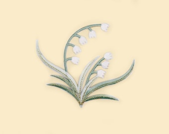 Iron-On Lily of the Valley Patch – Floral Embroidered Applique for Clothing, Jackets & Garden Lovers