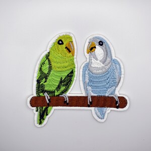 Iron-On Large Two Parrots Patch/Animal Badge/Bird Patch/DIY Patch/Decorative Patch/Embroidered Applique/Applique Motif/Parrots Lover Gift image 2