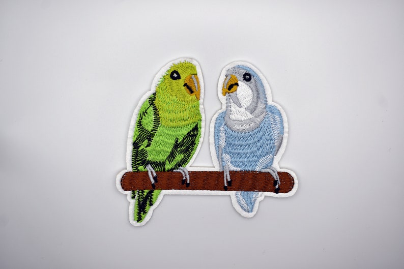 Iron-On Large Two Parrots Patch/Animal Badge/Bird Patch/DIY Patch/Decorative Patch/Embroidered Applique/Applique Motif/Parrots Lover Gift image 2