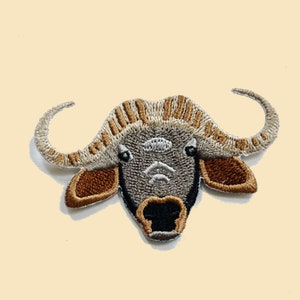 Iron-On Water Buffalo Patch/Nature Animal Badge/Water Buffalo Badge/Decorative Patch/DIY Embroidery/Embroidered Applique/Animal Lover Gift