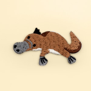 Iron-On Platypus Patch/Nature Animal Badge/Platypus Badge/Decorative Patch/DIY Embroidery/Embroidered Applique/Cute Patch/Animal Lover Gift image 1