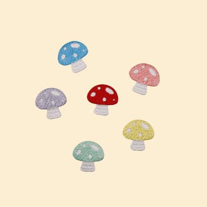 Iron-On Tiny Mushroom collection Patch – Embroidered Plant Applique