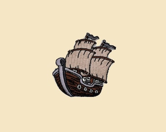 The Brig Sailing Vessel Iron On Patch/Sailing Badge/DIY Embroidery/Decorative Patch/Embroidered Applique/Applique Motif/Sailboat Lover Gift