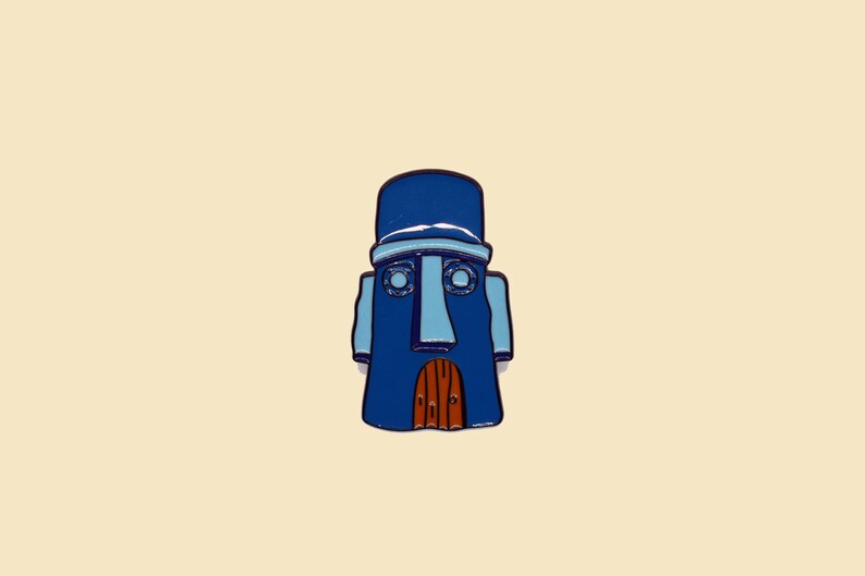 Quirky Moai Statue Pin Badge/Easter Island Moai Pin/Enamel Pin/Blue Moai Pin/Monolithic Statues Dadge/Symbolism Pin/Archeology lover Gift image 1