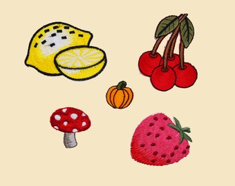 Fruit Vege Motifs Iron-On Patch/Plants Badge/Fruit Vegetable Patch/Decorative Patch/DIY Embroidery/Embroidered Applique/Vegen Christmas Gift