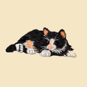 Große entzückende Katze Patch/Tier Abzeichen/Haustier Patch/DIY Stickerei/dekorativer Patch/bestickte Applikation/Applikation Motiv/Katzenliebhaber Geschenk