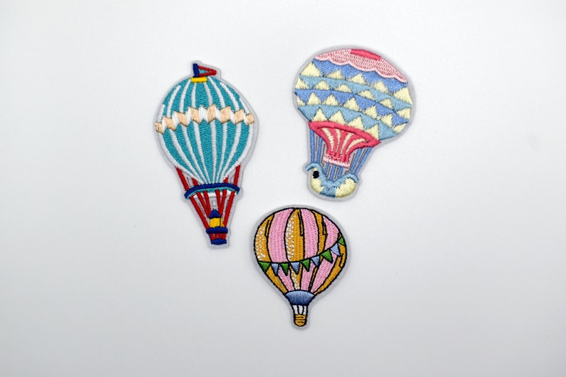 Colourful Hot Air Balloon Iron On Patch/Ballon Badge/DIY Embroidery/Decorative Patch/Embroidered Applique/Applique Motif/Chrismas Gift image 2
