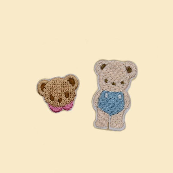 Mini écusson thermocollant Mini nounours/Écusson petit ours en peluche/Écusson petite tête d'ours/Cadeau miniature pour amateur de nounours/Motif appliqué/Écusson Nounours/Nounours rose