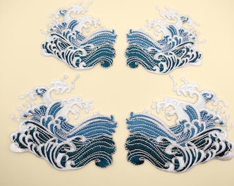 Iron-On Sea Wave Patch/Janpanese Art Patch/Sea Wave Patch/Decorative Patch/DIY Embroidery/Embroidered Applique/Surf Gift/Sea Lover Gift