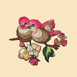 Garden birds iron on patch/birds badge/DIY Embroidery/Decorative Patch/Embroidered Applique/birds lover/Applique Motif/valentines image 1