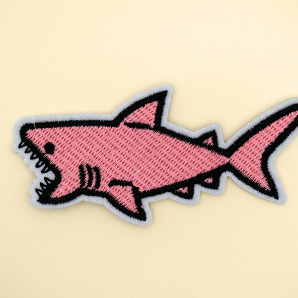 Iron-On Large Shark Patch/Sealife Badge/Cartoon Animal Patch/Decorative Patch/DIY Embroidery/Embroidered Applique Motif/Sealife Lover Gift