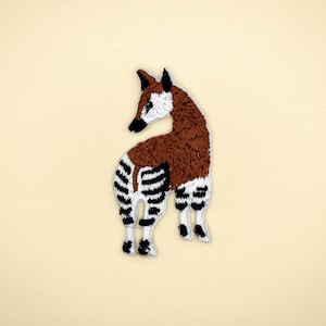 Iron-On Okapi Patch/Animal Badge/Forest Giraffe Patch/DIY Embroidery/Decorative Patch/Embroidered Applique/Applique Motif/Animal Lover Gift