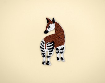 Iron-On Okapi Patch/Animal Badge/Forest Giraffe Patch/DIY Embroidery/Decorative Patch/Embroidered Applique/Applique Motif/Animal Lover Gift