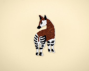 Écusson okapi thermocollant/écusson animal/écusson girafe des forêts/broderie bricolage/écusson décoratif/appliqué brodé/motif appliqué/cadeau pour amoureux des animaux