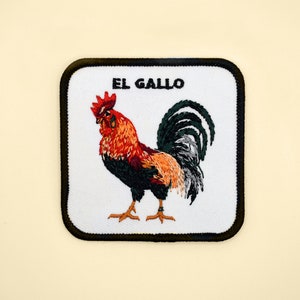 Iron-On The RoosterEl Gallo Patch/Animal Badge/Rooster Badge/Decorative Patch/DIY Embroidery/Embroidered Applique/Animal Lover Gift image 1