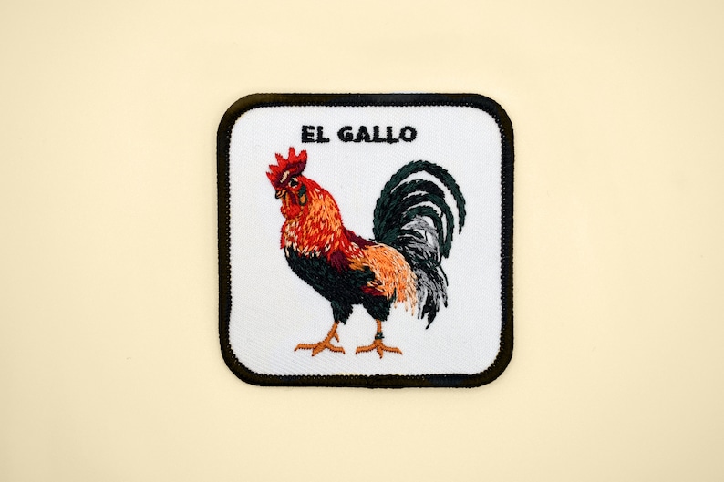 Iron-On The RoosterEl Gallo Patch/Animal Badge/Rooster Badge/Decorative Patch/DIY Embroidery/Embroidered Applique/Animal Lover Gift image 1