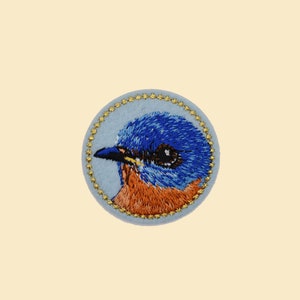 Iron-On bird patch/Sparrow badge/DIY Embroidery/Birds Patch/Embroidered Applique/Birds Lover Gift/Applique Motif/Parrot Lover Gift/Blue Bird Blue Bird