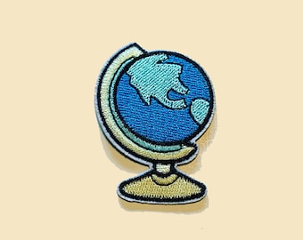 Iron-On Planet Earth Globe Patch brodé/Patch mignon/Patch DIY/patch amusant/Patch appliqué DIY/Broderie DIY/Patch décoratif