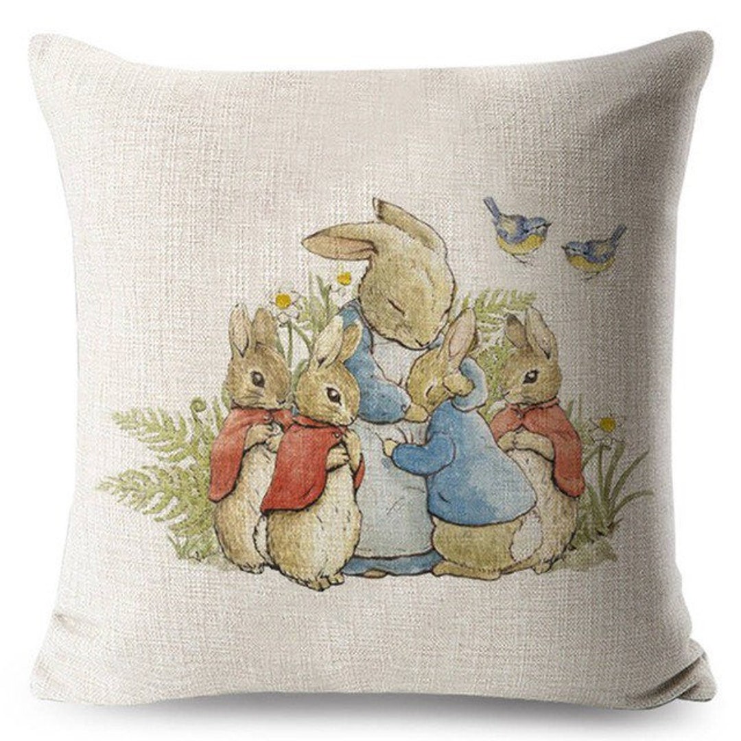 Linen Rabbit Cushion Cover 43cm/nursery Baby Gift/natural Cover/rabbit