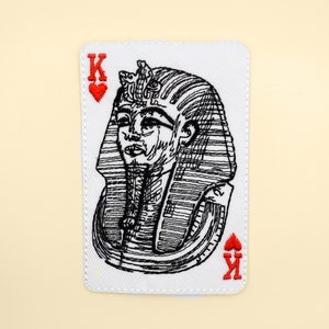 アイロン接着ポーカーキングファラオパッチ/キングファラオバッジ/ポーカーバッジ/風変わりなパッチ/DIY /装飾パッチ/刺繍アップリケ/ポーカー愛好家へのギフト