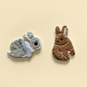 Iron-On Mini Rabbit Patch/Animal Badge/DIY Embroidery/Decorative Patch/Embroidered Applique/Rabbit Lover/Applique Motif/Bunny Patch