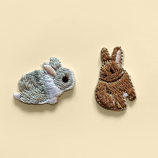 Mini écusson thermocollant Lapin/Badge animal/Broderie DIY/Écusson décoratif/Appliques brodés/Amoureux des lapins/Motif appliqué/Écusson lapin