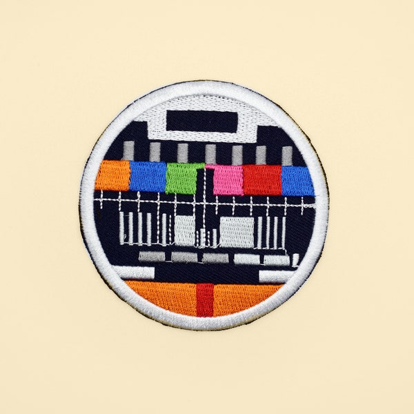 Iron-On No Signal TV Patch/Television Sabc Test Pattern Patch/Decorative Patch/DIY Embroidery/Embroidered Applique/Television Lover Gift