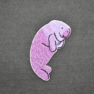 Iron-On Manatees Patch/Nature Animal Badge/Manatee Badge/Decorative Patch/DIY Embroidery/Embroidered Applique/Cute Patch/Animal Lover Gift image 2