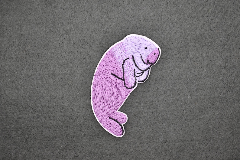 Iron-On Manatees Patch/Nature Animal Badge/Manatee Badge/Decorative Patch/DIY Embroidery/Embroidered Applique/Cute Patch/Animal Lover Gift image 2