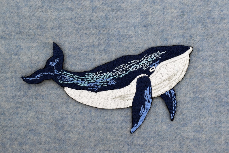 Iron-On Whales Patch/Nature Animal Badge/Whale Badge/Decorative Patch/DIY Embroidery/Embroidered Applique/Cute Patch/Sealife Lover Gift image 7