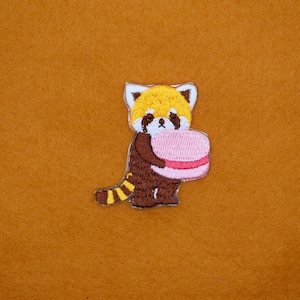 Red Panda Holding Cookie Stick-On Patch/Animal Badge/RedPanda Badge/Decorative Patch/DIY Embroidery/Embroidered Applique/Self-Adhesive Patch image 3