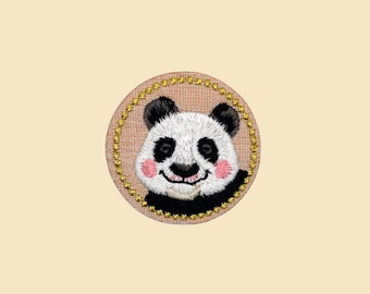 Écusson thermocollant visage de panda/badge animal/bricolage broderie/écusson décoratif/appliqués brodés/écusson amateur de panda/cadeau pour amoureux de panda