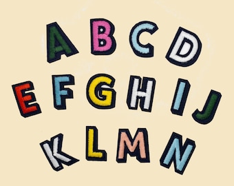 Multicoloured Capital 26 Letters Iron-On Patch/Alphabet Words Badge/Decorative Patch/DIY Embroidery/Embroidered Applique/Letters Craft Set