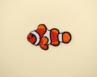 Stick-On Nemo Clownfish Patch/Nature Sealife Badge/Self-Adhesive Patch/Decorative Patch/DIY Embroidery/Embroidered Applique/Fish Lover Gift