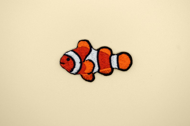 Stick-On Nemo Clownfish Patch/Nature Sealife Badge/Self-Adhesive Patch/Decorative Patch/DIY Embroidery/Embroidered Applique/Fish Lover Gift image 1