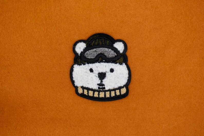 Adorable Fluffy Polar Bear Head Sew On Patch/Animal Badge/DIY Embroidery/Decorative Patch/Embroidered Applique/Applique Motif/Polar Bear image 4