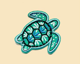 Iron-on Sea Turtle Patch/Turtlel badge/DIY Embroidery/Decorative Patch/Embroidered Applique/Turtle lover/Applique Motif/Sea Lover