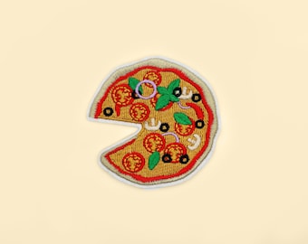 Parche termoadhesivo de pizza Peroni, insignia de comida, bordado DIY, parche decorativo, aplique bordado, motivo de aplique, regalo para amantes de la pizza, bonito parche.