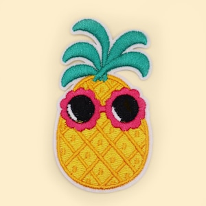 Funky Sunglass Pineapple Iron-On Patch/Fruit Badge/Fruit Vegetable Patch/Decorative Patch/DIY Embroidery/Embroidered Applique/Fruit Lover