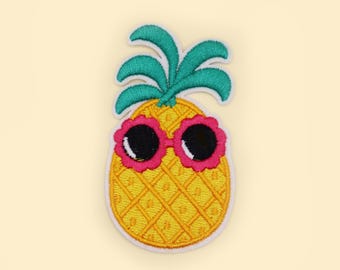 Funky Sunglass Pineapple Iron-On Patch/Fruit Badge/Fruit Vegetable Patch/Decorative Patch/DIY Embroidery/Embroidered Applique/Fruit Lover