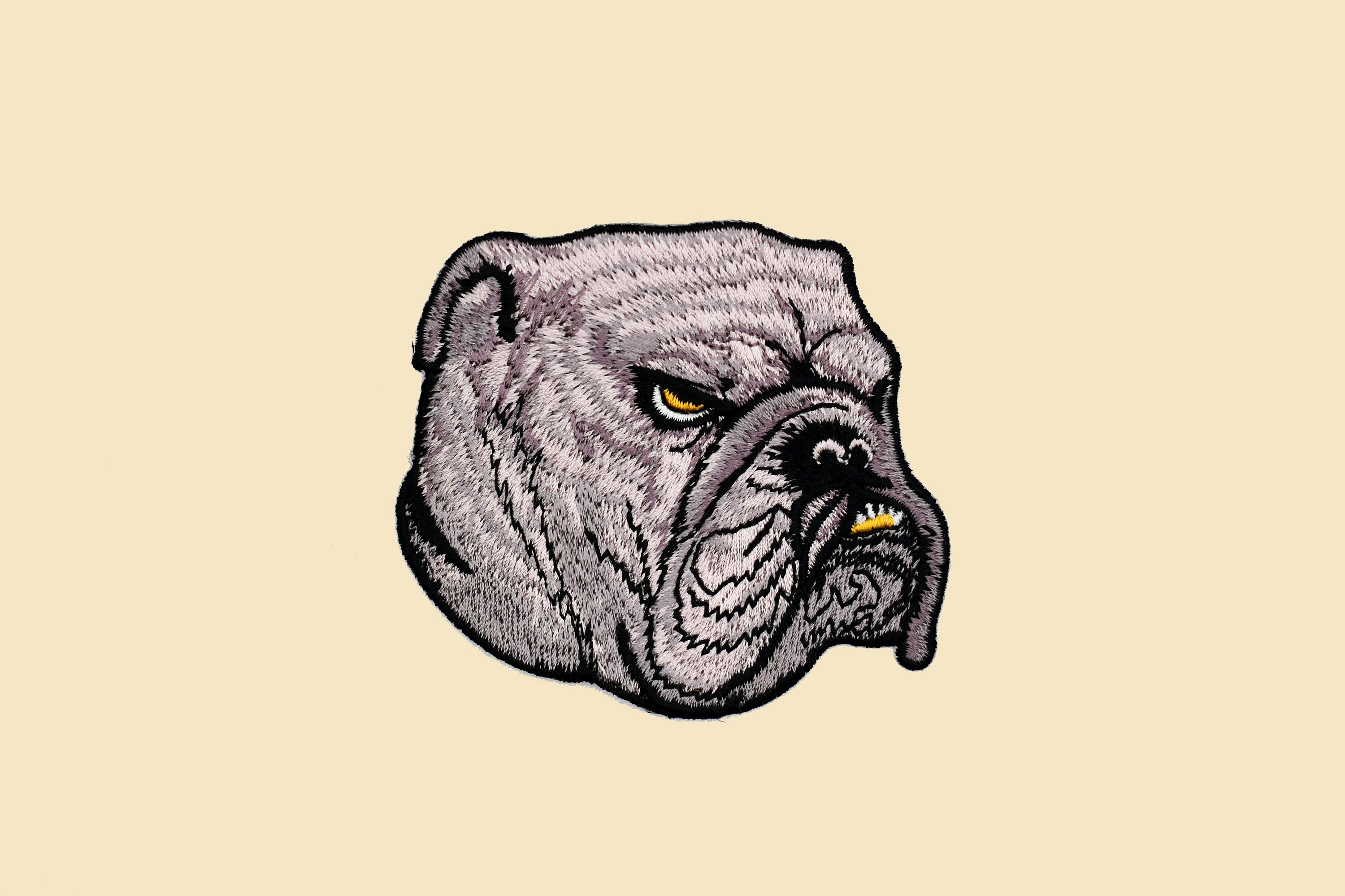 Large Bull Dog Head In Black Iron-On Patch/Dog Badge/Pet Patch/Decorative Patch/DIY Embroidery/Embroidered Applique/Dogs Lover Gift