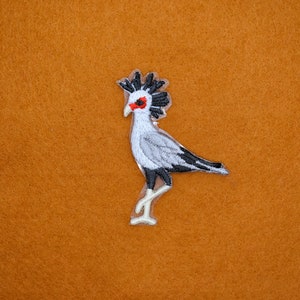 SecretaryBird Stick-On Patch/Terrestrial Bird Badge/DIY Embroidery/Decorative Patch/Embroidered Applique/Applique Motif/Birds Lover Gift image 4