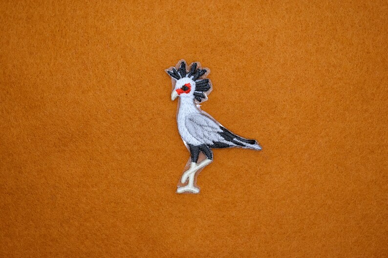 SecretaryBird Stick-On Patch/Terrestrial Bird Badge/DIY Embroidery/Decorative Patch/Embroidered Applique/Applique Motif/Birds Lover Gift image 4